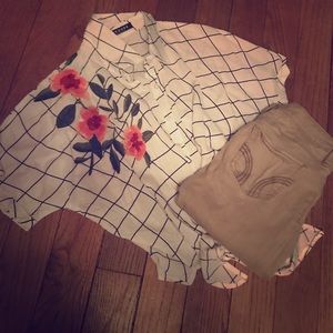 Hollister 5R khakis+S Jeuvre button up